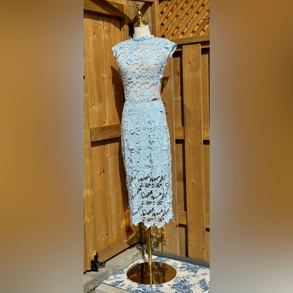 🆕 BRONX & BANCO 🧿 NWOT Lidia Lace Midi Dress - Pastel Blue - Size UK 10 / US 6 - Picture 10 of 16